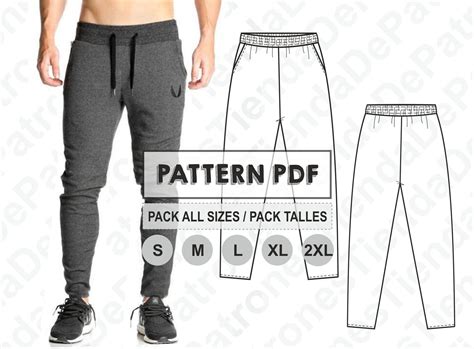 Molde Patrón Imprimible Pantalon Jogging Chupin Hombre .